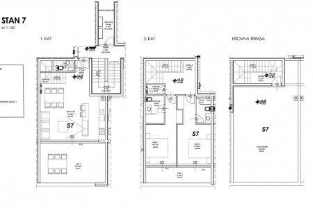 Privlaka, Mletak -dvosoban dvoetažni stan s krovnom terasom, 129,99 m2, novogradnja