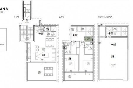 Privlaka, Mletak - dvosoban dvoetažni stan s krovnom terasom, 131,06 m2, novogradnja