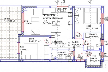 Sv. Filip i Jakov - dvosoban apartman u prizemlju, novogradnja