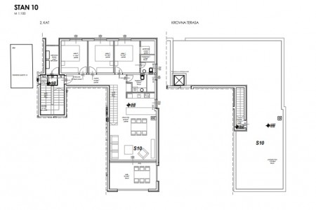 Privlaka, Mletak - trosoban stan s krovnom terasom, 139,44 m2, novogradnja